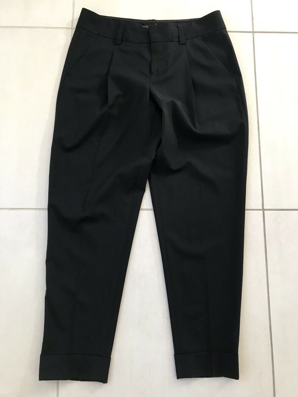 Alice + Olivia High Waist Pleated Cropped Cuffed Pants Wool Blend